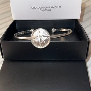 Sagittarius Horoscope Cuff Bracelet Silver
